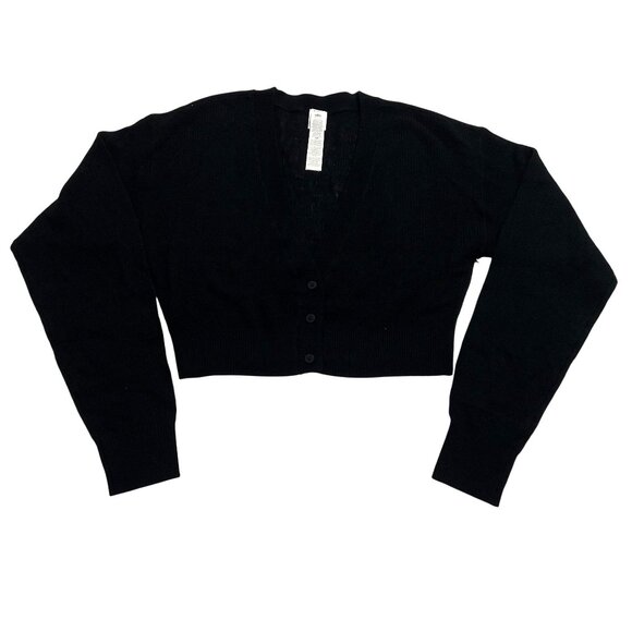 ALO Yoga Sheer Cashmere Cropped Cardigan in Black - Picture 1 of 6